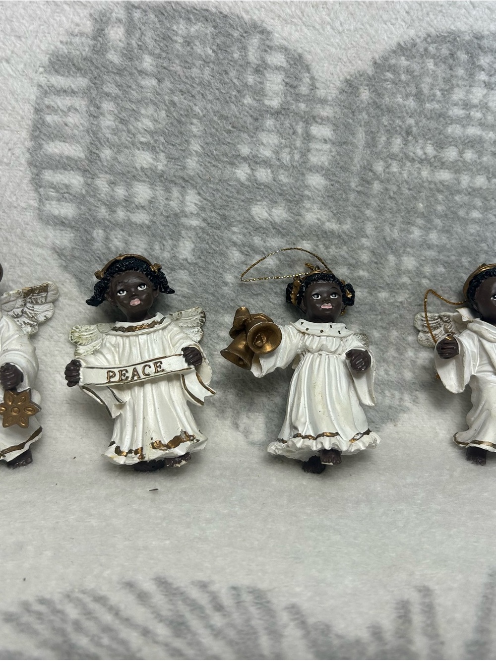 lot of 4 vinatge African American baby boy and girl angel christmas ornaments